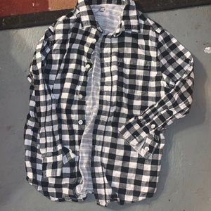 Black and white checkered long sleeve button up girls size 6